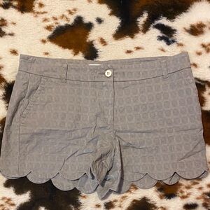 Crown & Ivy Gray Scalloped High Waist Shorts